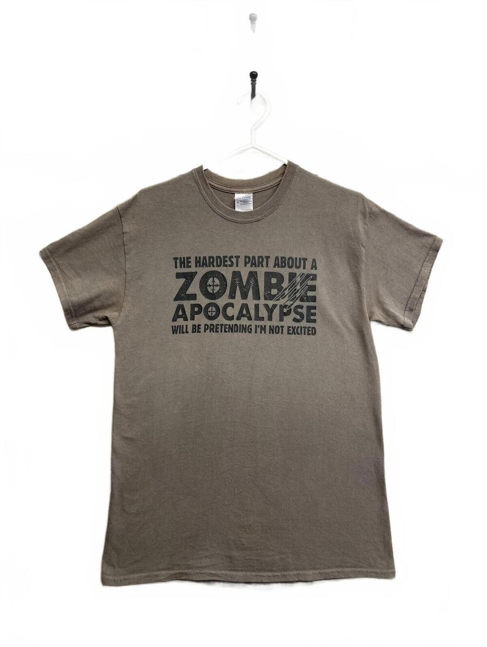 Vtg 90's Gildan Zombie Apocalypse Graphic T-Shirt Double Stitch Sz M or W Medium